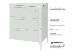 Комод Type 3 ящика ширина 90 см (дымка)