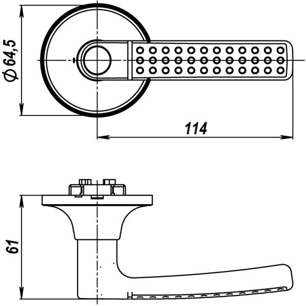 Ручка защелка DK626 SN-PS (6026 SN-P) (без фик.) мат. никель