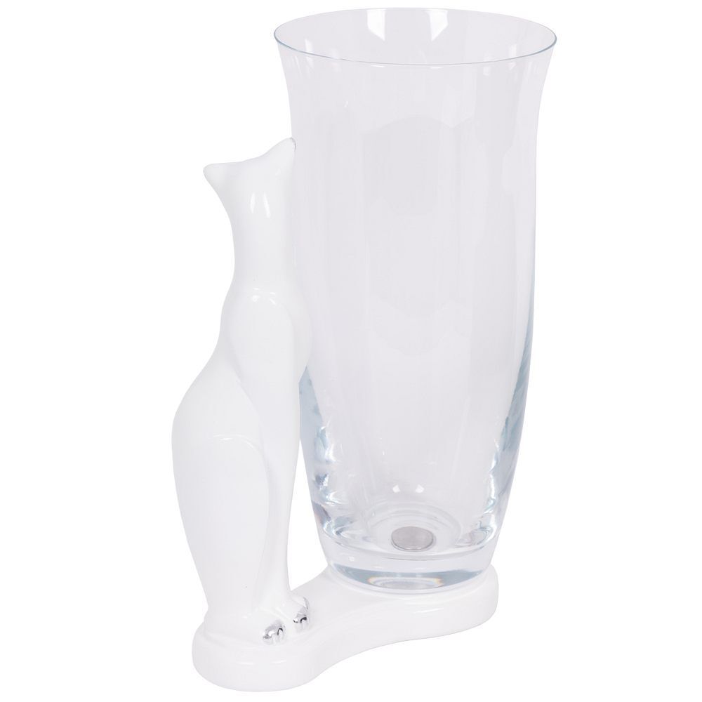 Ваза для цветов Кошка Шелби с чашей Аура Белая