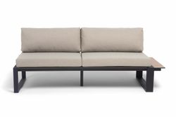 "Тулон" левый модуль, каркас алюминий, HPL "дуб", черный муар, ткань бежевая 15052