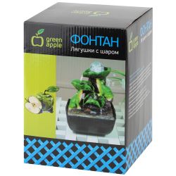 GAFN01-504 GREEN APPLE настольный фонтан с подсветкой Лягушки с шаром