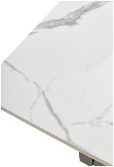 Стол ESTEBIO 160 GLOSS STATUARIO WHITE SOLID CERAMIC / Серый металлик