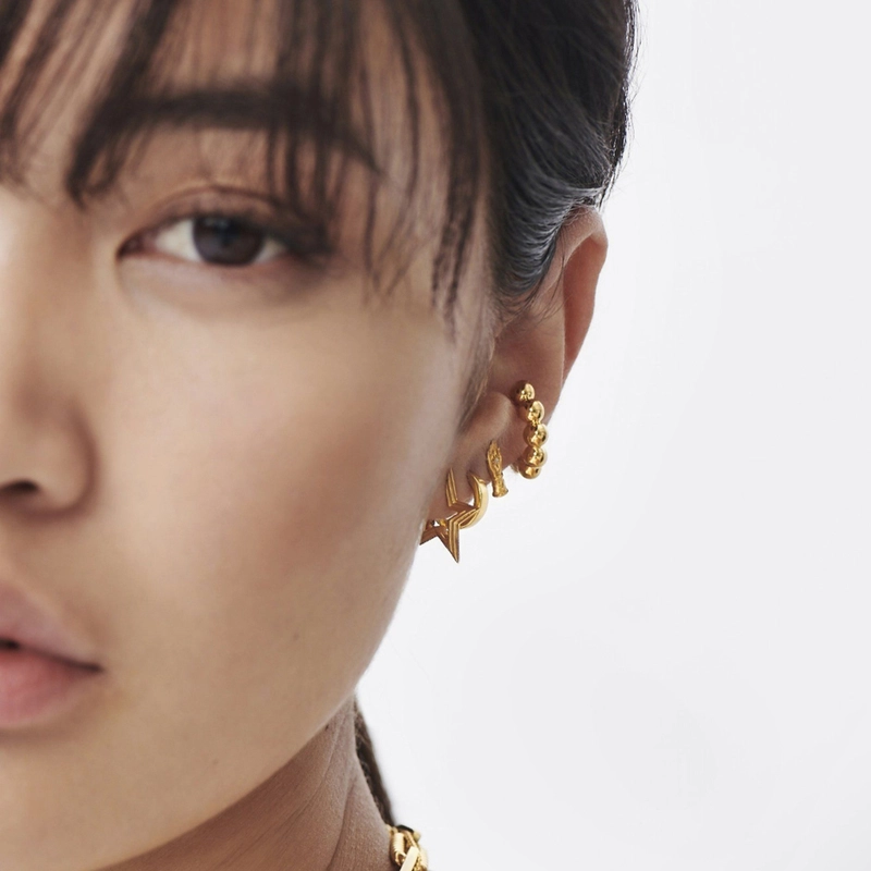 Серьги Мини Небесная Звезда с Бороздами