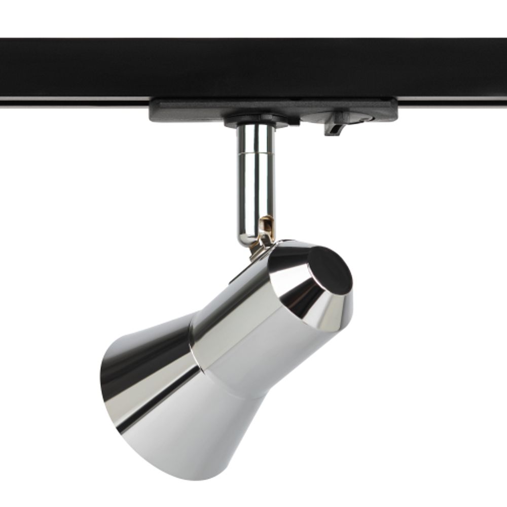 Трековый светильник однофазный ЭРА Taper TR37-GU10 CH под лампу GU10 хром | Однофазные светильники под лампу