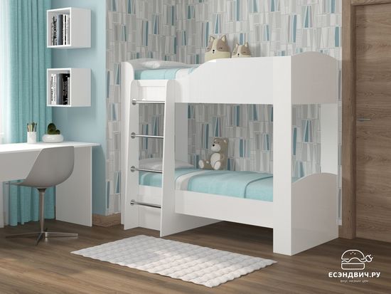 Кровать двухъярусная ЛАВОРО-2-1800-700 / 1832*1646*918/ белый / белый
