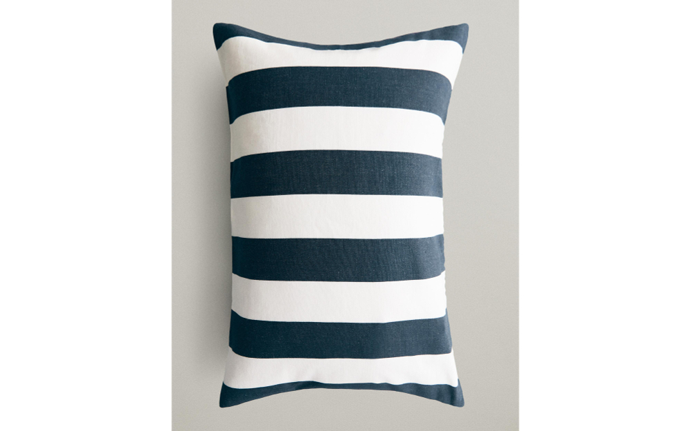 Zara Home наволочка декоративная из хлопка, синий, в полоску, 40x60 см