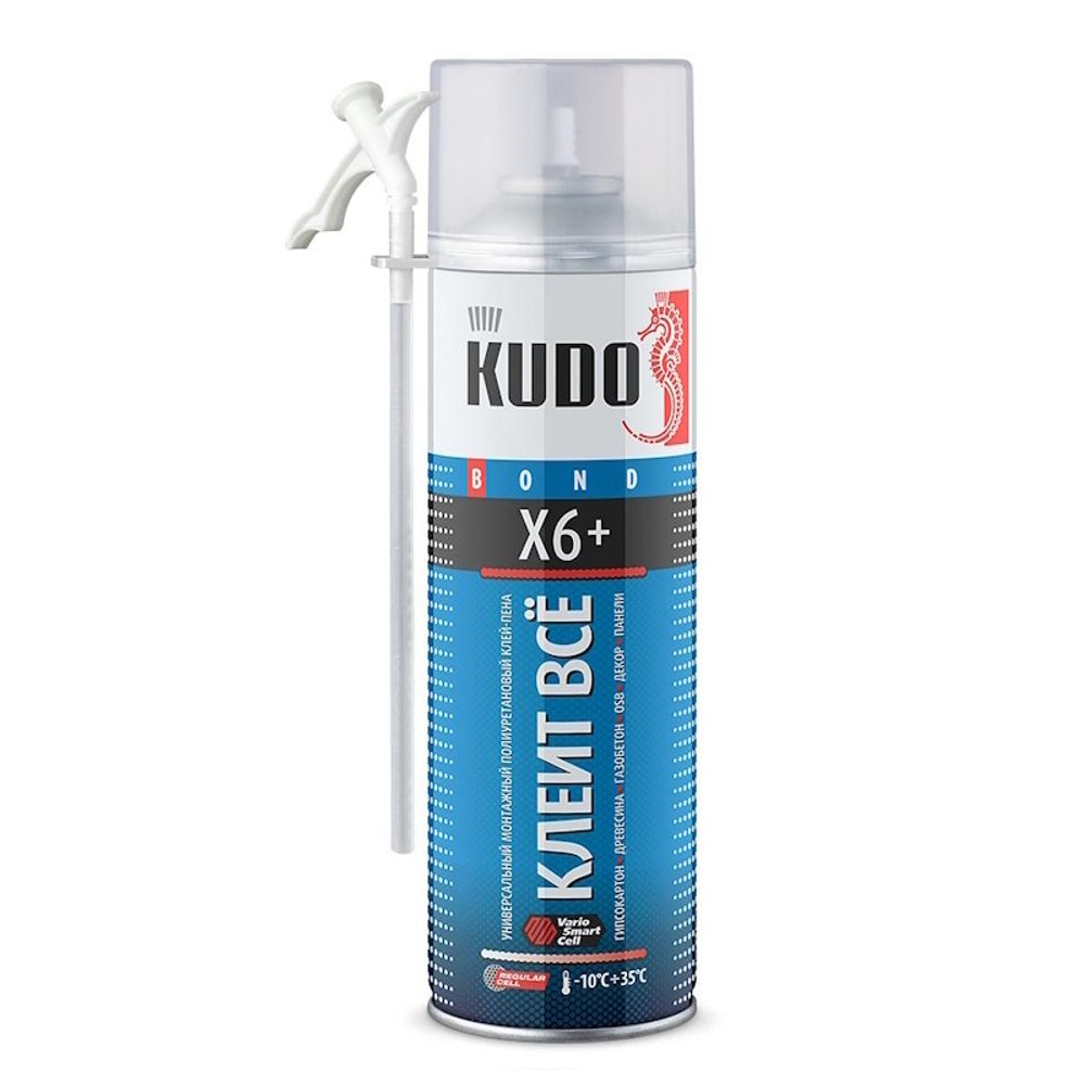 Пена-клей KUDO  универ. монтажная бытовая всесезон. KUDO КЛЕИТ ВСЕ X6+ 650 мл / KUPH06B6UAU