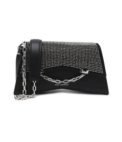 Кожаная сумка через плечо k/seven 2.0 sp cb rhinestones Karl Lagerfeld - черный(240W3036)