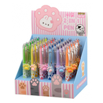 Ручка шариковая с текстовыделителем, автоматическая, Basir, синие чернила, серия "Лапки", с поворотным механизмом и брелоком