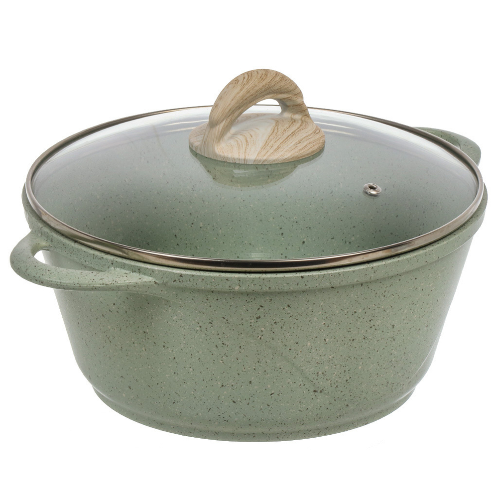 Кастрюля алюм, антиприг, 3 л, с крыш, крыш стекло, кругл, Гурман, Мята, ГМк303МЛ, индукц
