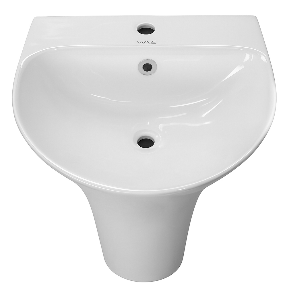 Умывальник-моноблок ROYAL WAVE 480*420*835 ш*г*в, с хром переливом, белый, овал