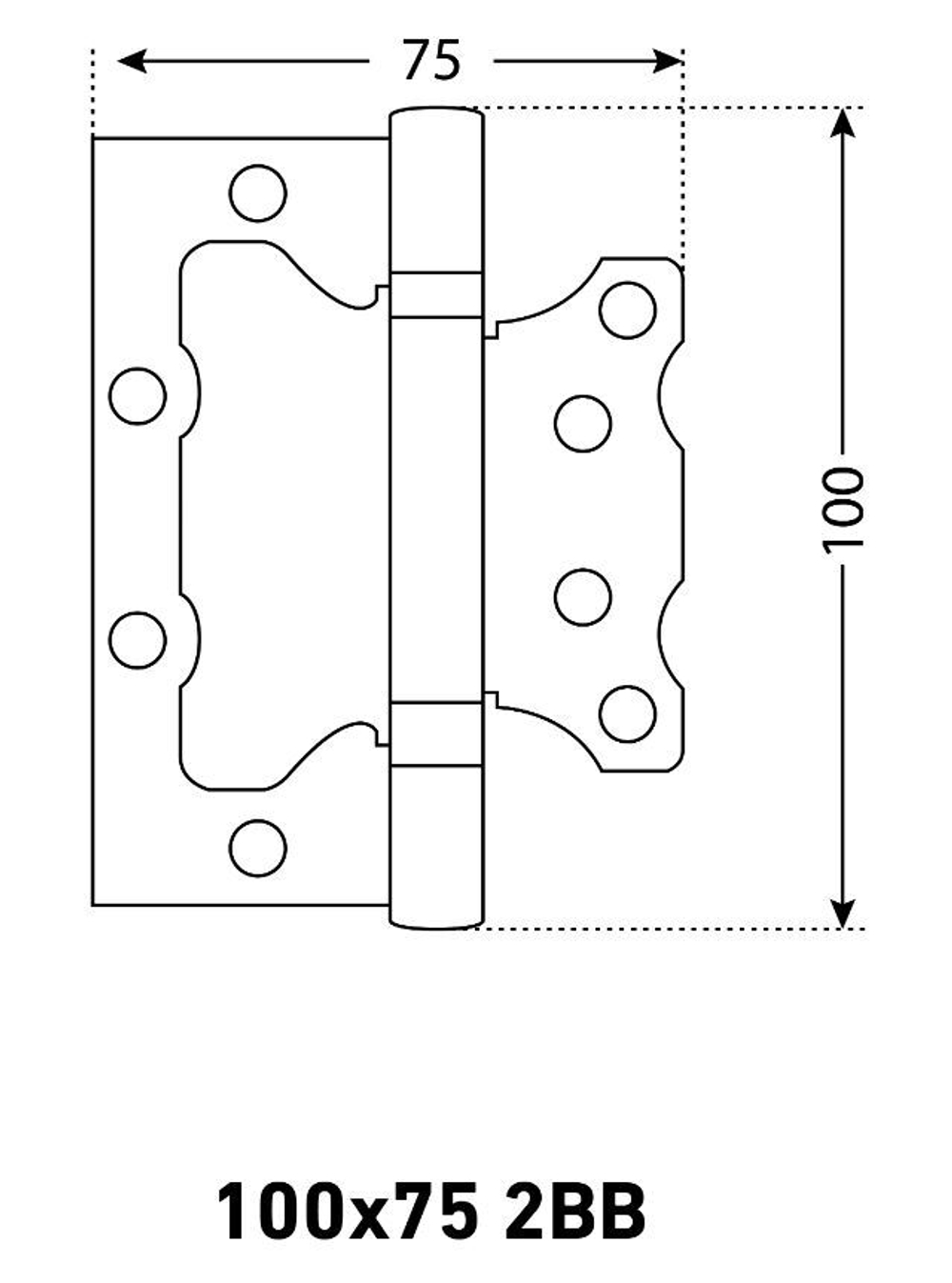 Петля  БЕЗ ВРЕЗКИ  АЛЛЮР  накл. 2BB BN черн.никель (цена за 2шт) 100*75  2 подш. БЛИСТЕР  / 12162