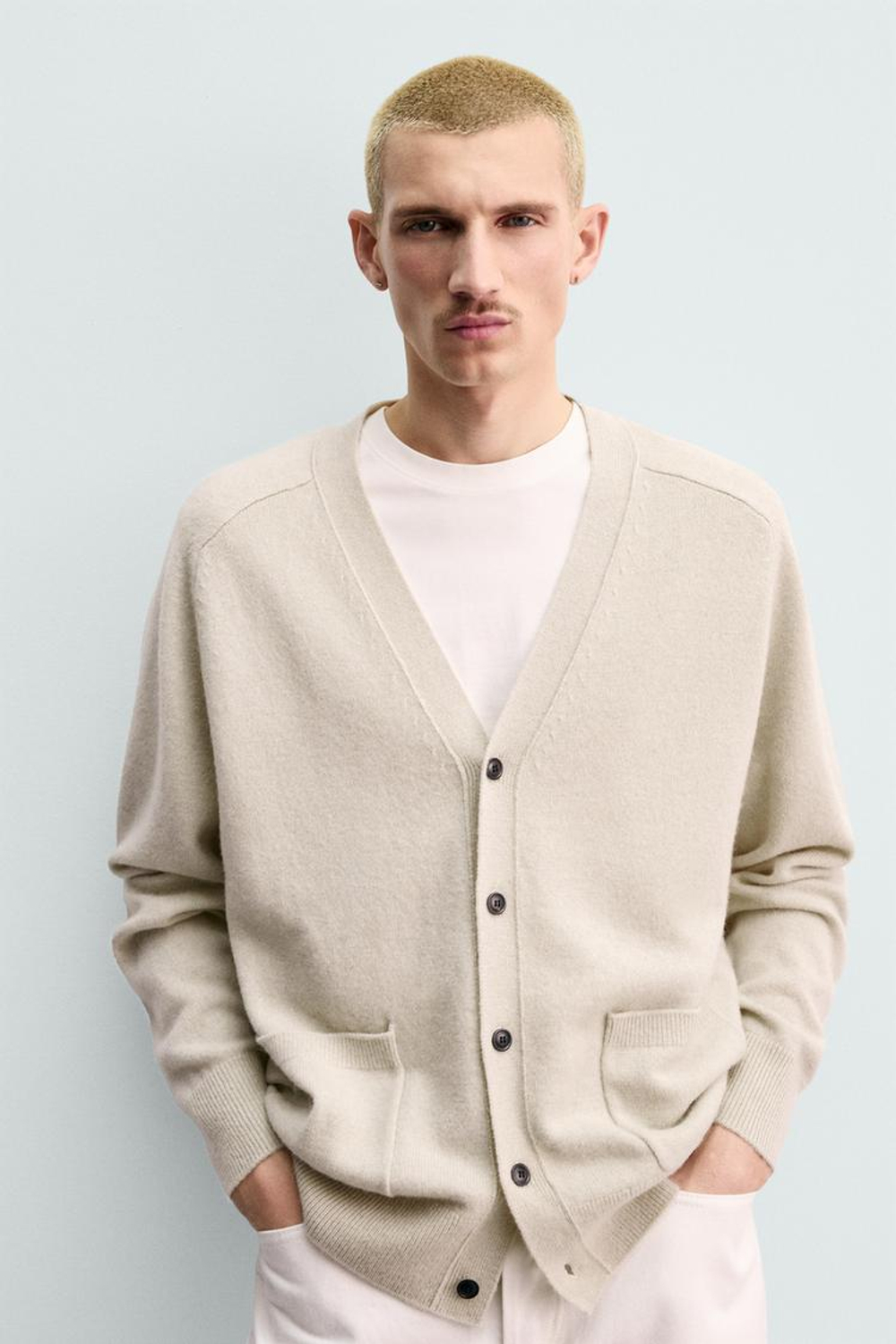 ZARA КАРДИГАН ИЗ ШЕРСТИ И АЛЬПАКИ, ЭКРЮ