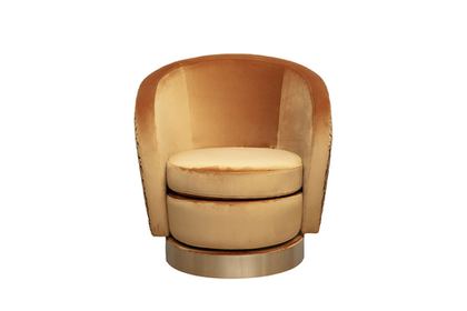 Кресло вращающееся 76x76x76см Garda Decor Napoli Velv Orang+Latt Orang