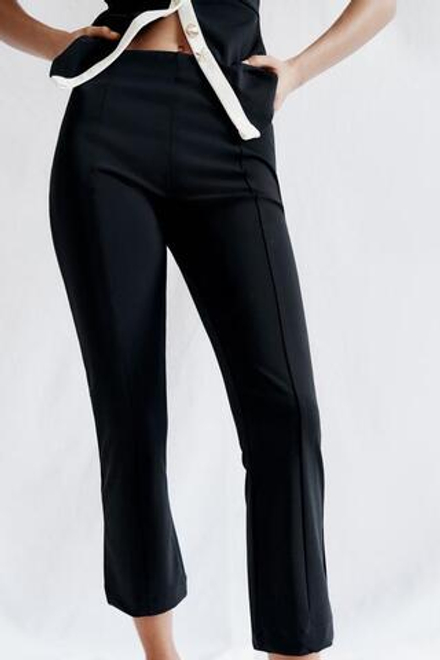 ZARA РАСКЛЕШЕННЫЕ ЛЕГИНСЫ СО ШВОМ, ЧЕРНЫЙ