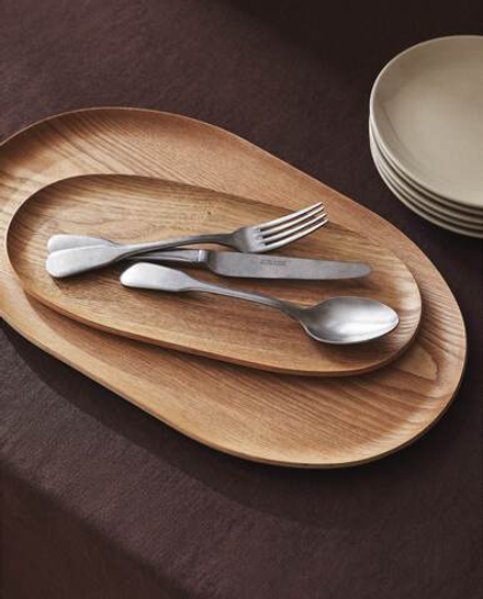 ZARA HOME ОВАЛЬНЫЙ ДЕРЕВЯННЫЙ ПОДНОС, СВЕТЛО-БЕЖЕВЫЙ