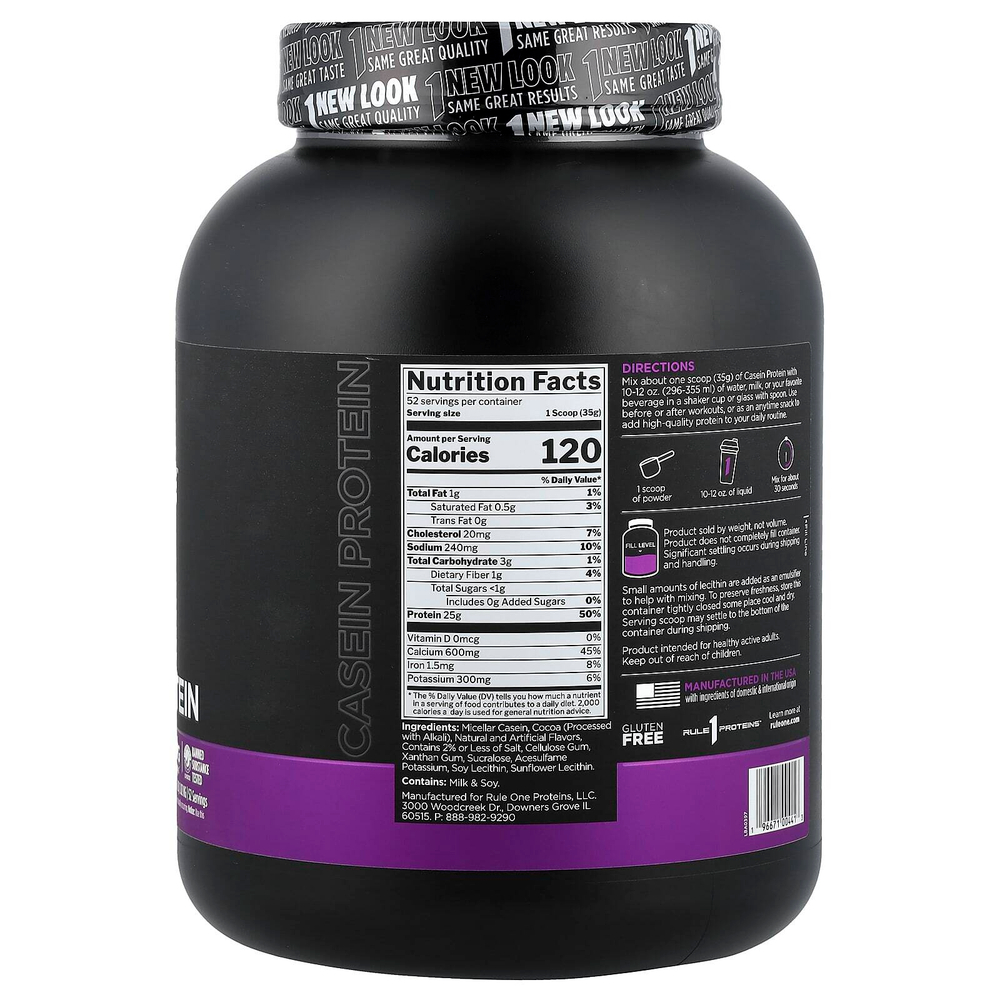 Rule One Proteins, R1 Casein, протеиновая смесь для приготовления напитка, со вкусом шоколадной помадки, 1,82 кг (4,01 фунта)