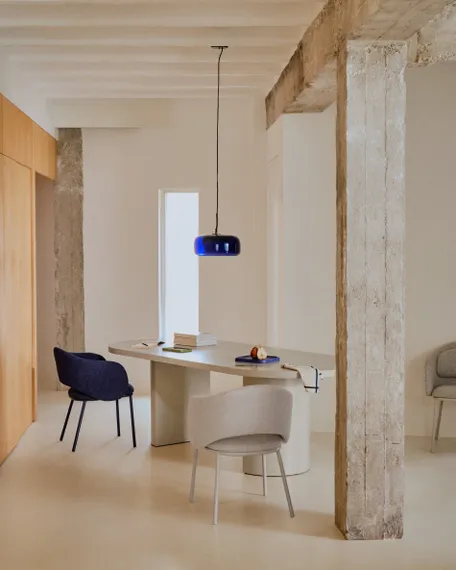 Стул Maina, синий шенилл, синие ножки