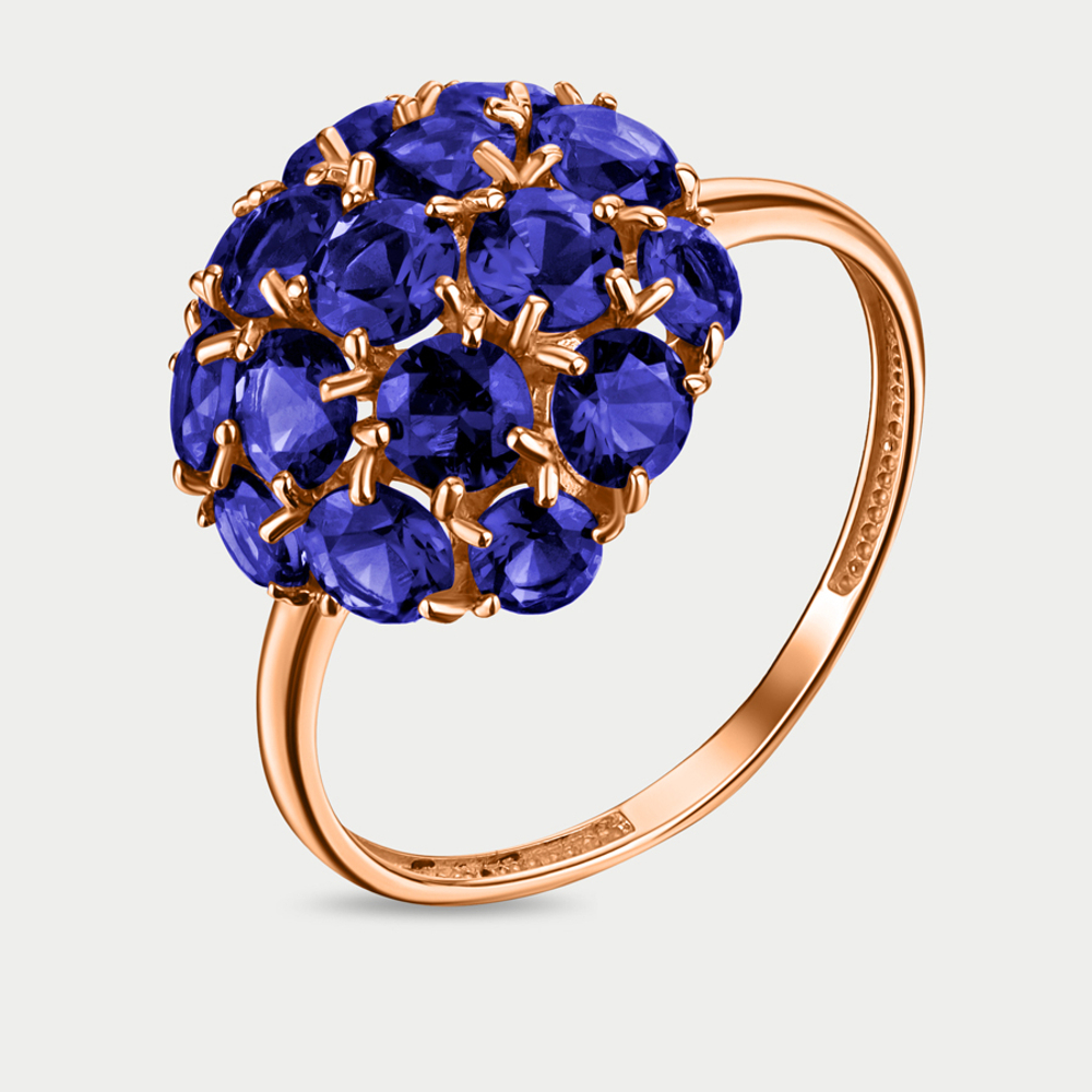 Женское кольцо из розового золота 585 пробы с корундом (арт. 100-1290_korsap-00)