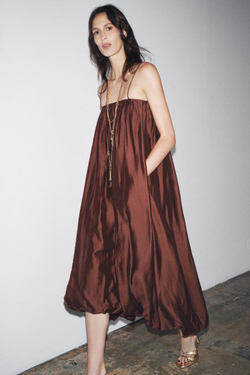 ZARA ПЛАТЬЕ-ТРАНСФОРМЕР С ЮБКОЙ-БАЛЛОНОМ — ZW COLLECTION, ТЕРРАКОТОВЫЙ