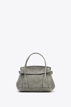 ZARA МИНИ-СУМКА В ГОРОДСКОМ СТИЛЕ ИЗ ЗАМШИ, СЕРЫЙ