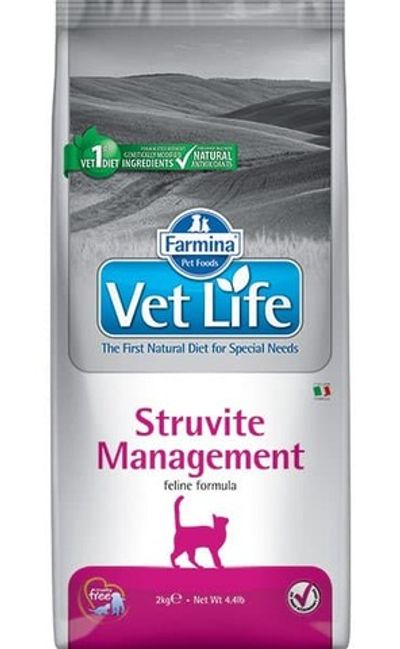 Сухой диетический корм Farmina Vet Life Cat Management Struvite для кошек при рецидивах МКБ (струвитов) 2кг