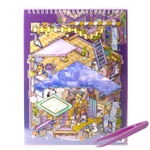 Румбокс, наклейки для творчества - антистресс блокнот, 200*265 мм, "Animal Party", фиолет, XXL, 3D стикеры, 6 комнат, в комплекте пинцет, пакет с европодвесом