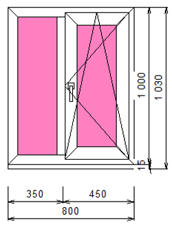 Пластиковое окно 1000 х 800 ТермА Эко