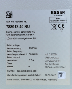 Панель управления пожаротушением Honeywell ESSER 8010 788013.40.RU