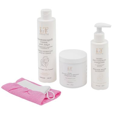 Набор косметики (ПЭДЫ.тоник для лица.пенка для умывания.перчатка-рукавица La and Te beaute LT-23