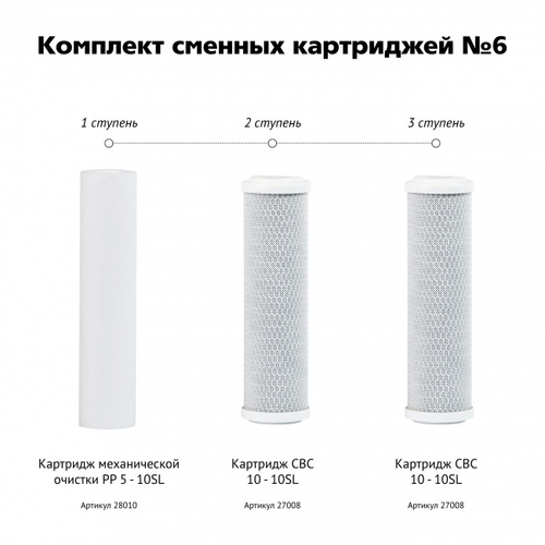 Комплект сменных картриджей №6 для жесткой воды