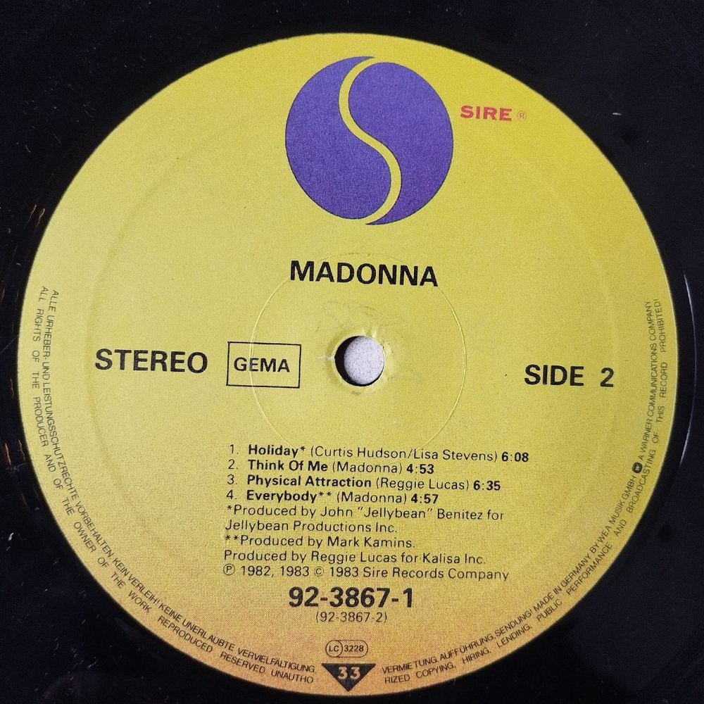Винтажная виниловая пластинка LP Madonna (Germany 1983) Lucky Star