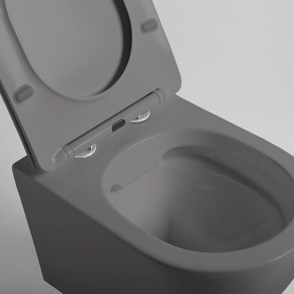 Унитаз подвесной Globo VT1-14SMA безободковый, цвет антрацит мат., ультратонкое сиденье soft-close