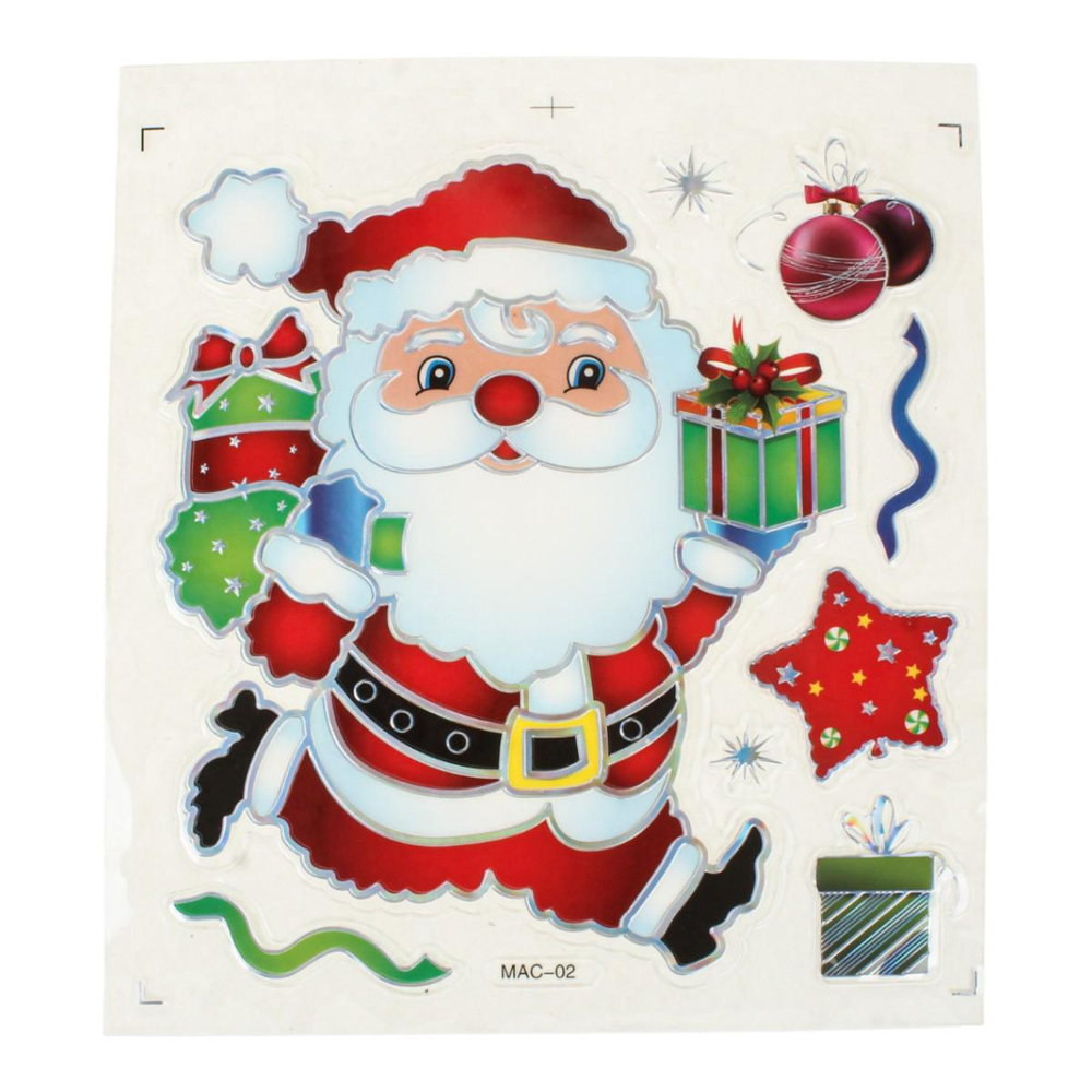 Наклейка новогодняя 21*27 см, 12 видов микс , пакет