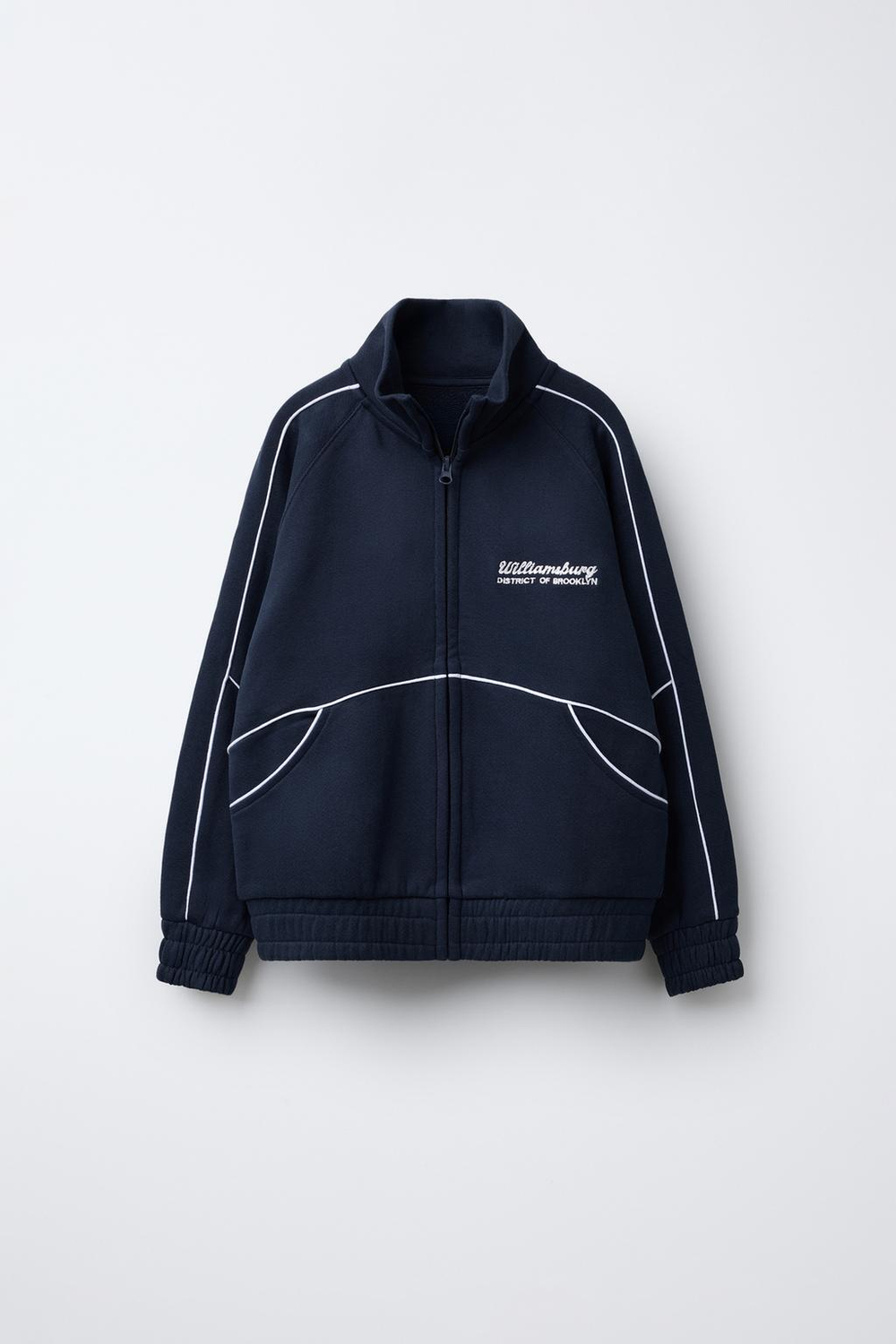 ZARA ХУДИ ИЗ МЯГКОЙ ТКАНИ С НАДПИСЬЮ, МОРСКОЙ СИНИЙ