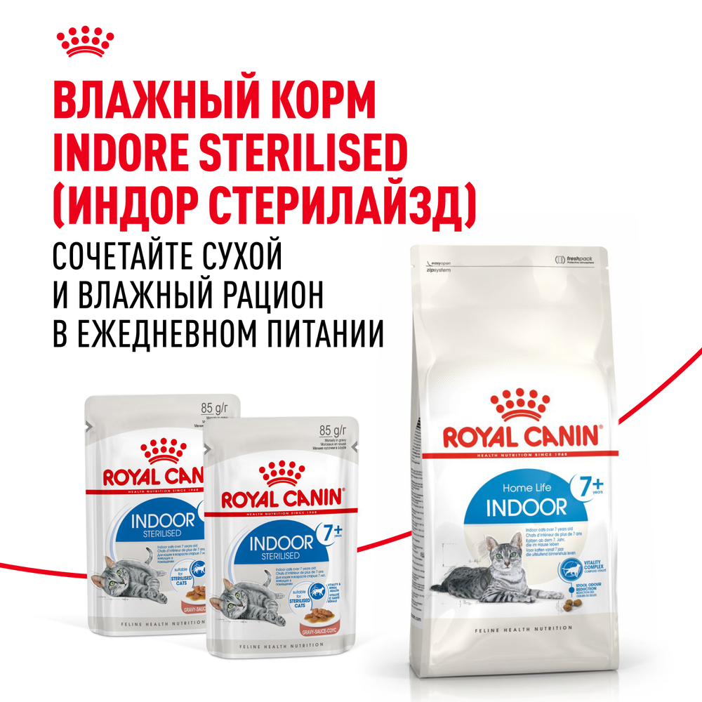 Корм для кошек Royal Canin Indoor 7+ сухой сбалансированный для cтареющих кошек,живущих в помещении - 2 кг