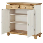 Комод Хельсинки в прихожую для обуви и вещей, белый воск/антик, сосна