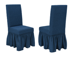 Чехол на стул с оборкой Жаккард, цвет Индиго