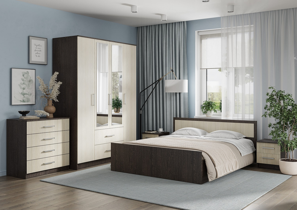 Тумба прикроватная с ящиками Фиеста, венге/лоредо (2 шт)