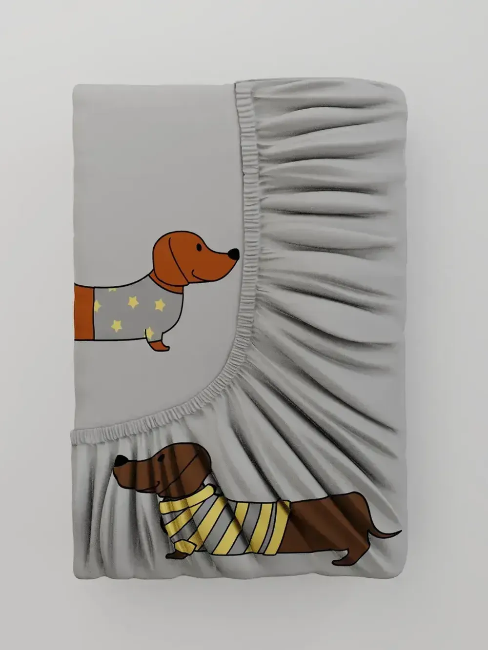 Постельное белье поплин Сказка "Таксик" 1,5-сп Наволочка 50х70 см 1 шт Простынь на резинке 90x200 смПододеяльник 145x215 см