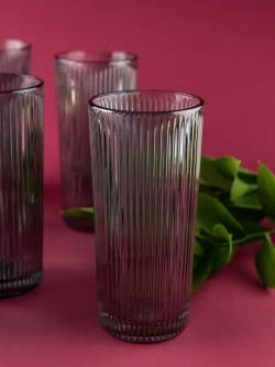 Набор ребристых бокалов для виски, 330 мл. 6 шт. Черные