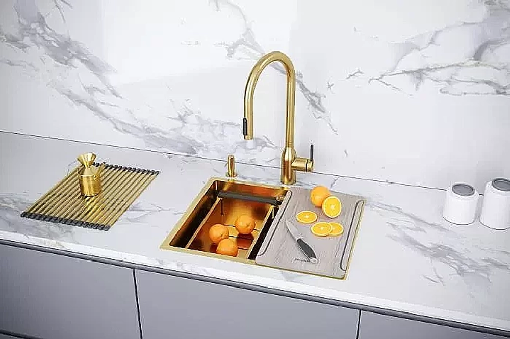 Кухонная мойка Paulmark NEXT-MULTI SINK 58 PM785845-BG брашированное золото