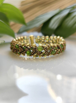 Браслет из бисера "Змейка" 18 см ручной работы с камнем Хромдиопсид