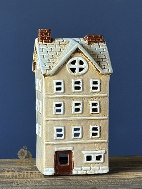Декоративный подсвечник из керамики "Домик бежевый" CAMPO Home & Garden 11x9xH22 см