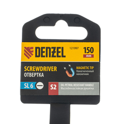 Отвертка, SL6x150 мм, S2, 3к рукоятка Denzel