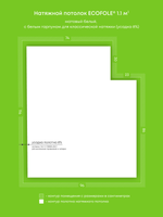 Натяжные потолки 15.4 м2, 2.9 м2, 1.1 м2