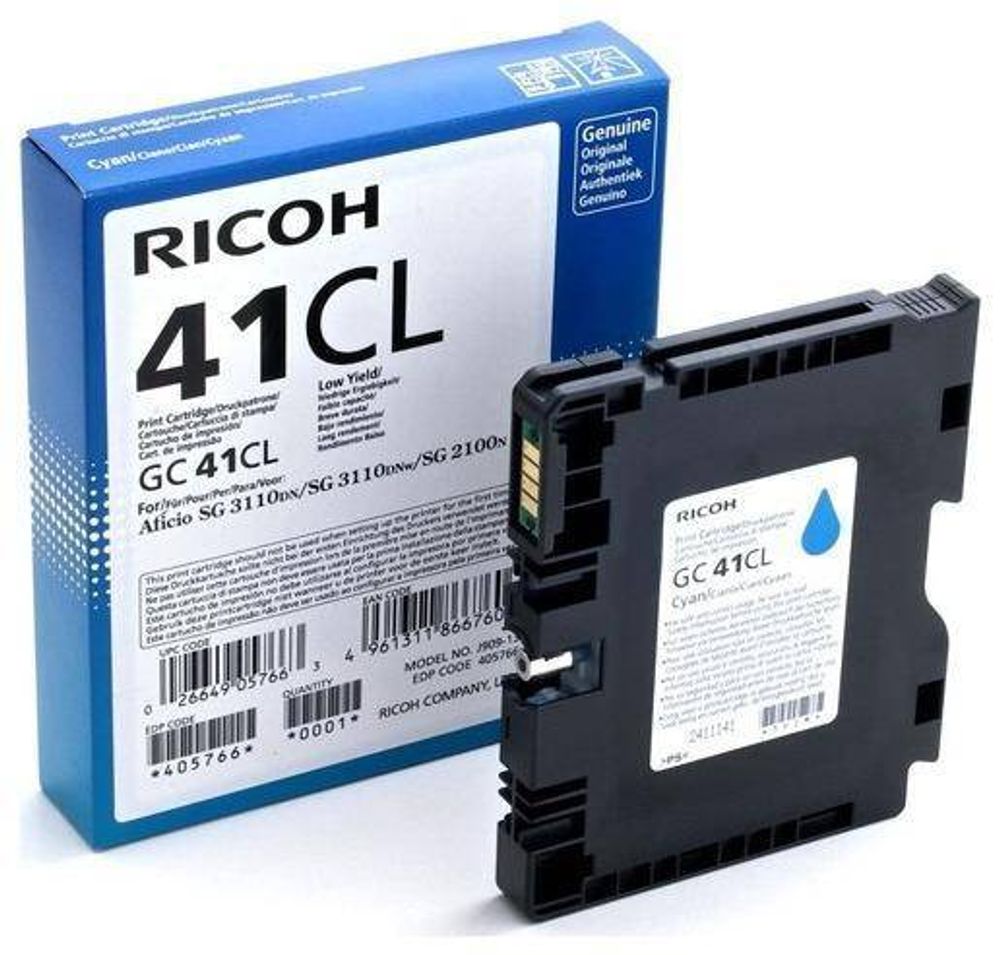 Картридж гелевый для RICOH Aficio 3110DN/ 3110DNw/3100SNw/3110SFNw/7100DN cyan (405766/type GC 41CL) 0.6К