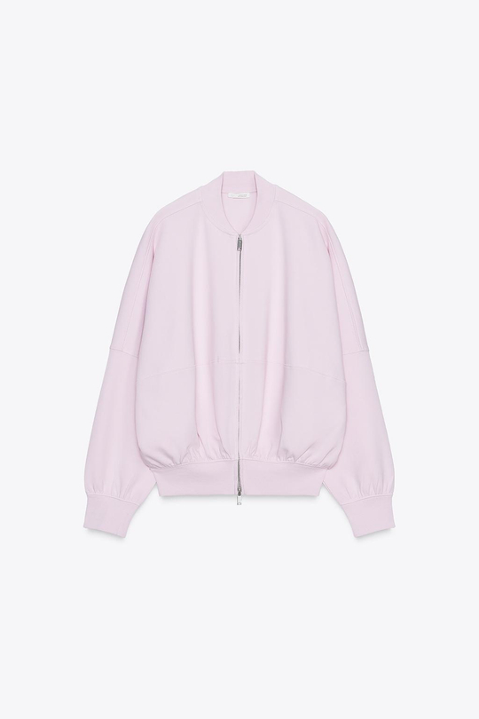 ZARA БОМБЕР INTERLOCK, РОЗОВЫЙ