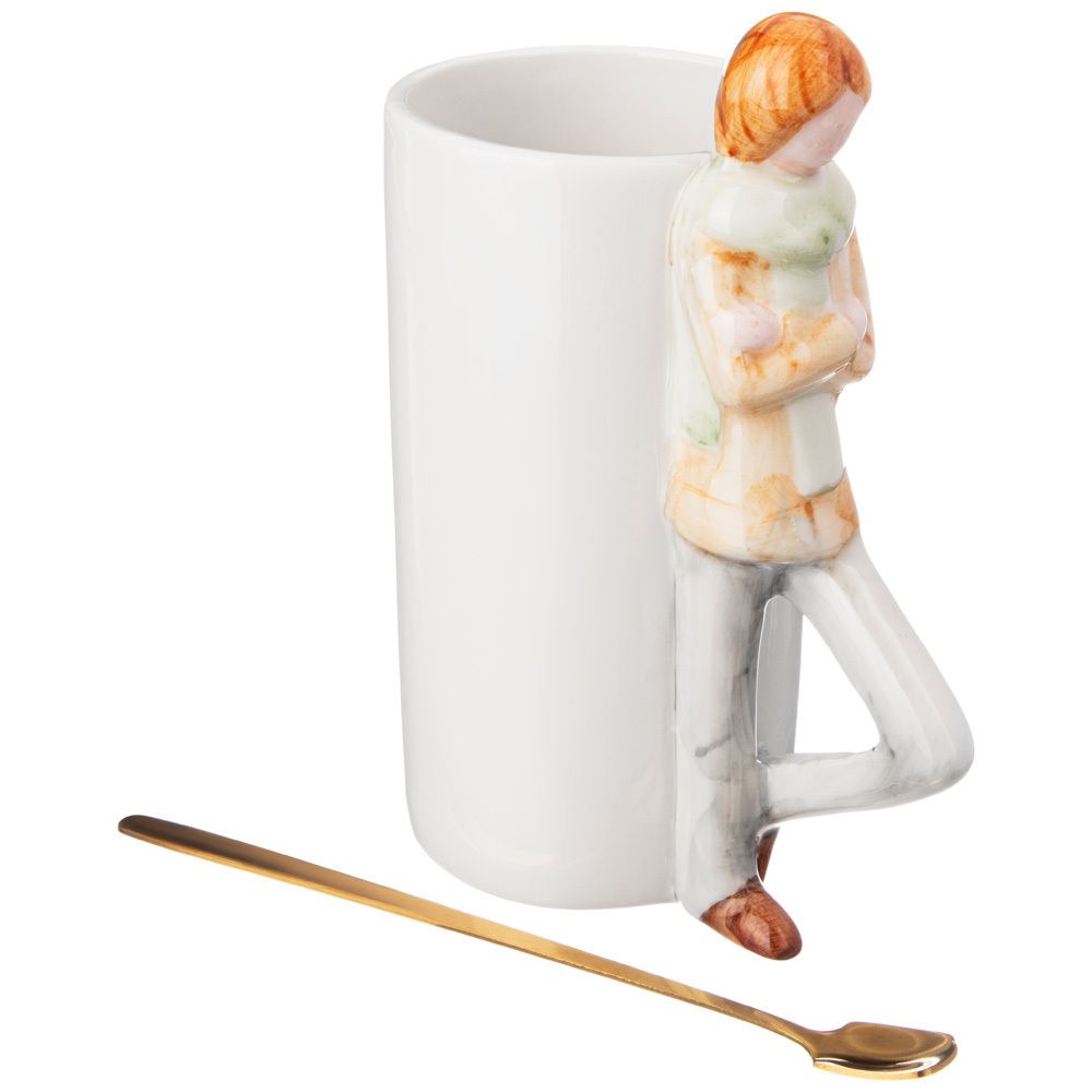 НАБОР КРУЖЕК ИЗ 2 ШТ. "ВЛЮБЛЕННЫЕ" 450 МЛ. С ЛОЖКАМИ (КОР=24НАБ.)