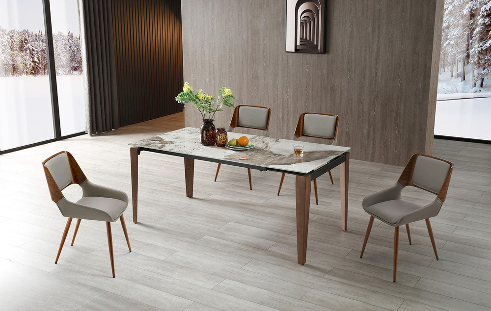 Стул JY1869 серый PU#047/орех/металл